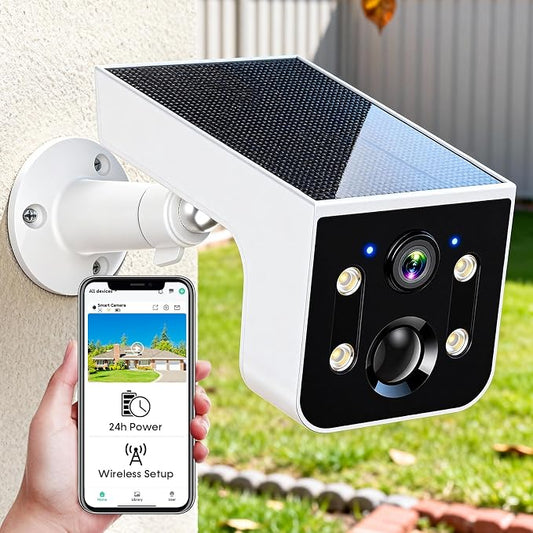 Thybro Solar Security Camera Outdoor Wireless: 2K QHD AI Motion Detection Color Night Vision & 2-Way Audio - IP67 Waterproof Wire-Free WiFi Camera for Home Front Door Backyard Driveway Garage Patio by Unknown