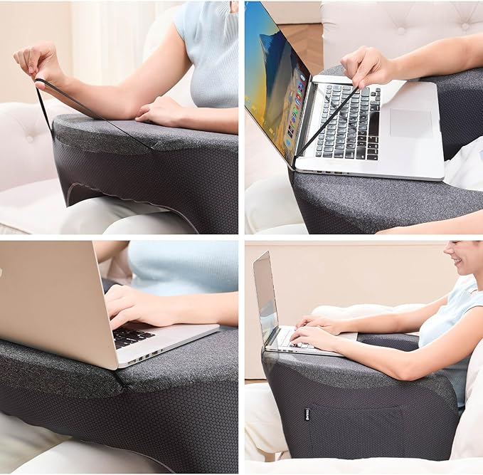 cooloo8 Reading Pillow, Lap Desk, Laptop Pillow for Lap, Large Gaming Pillow for Reading, Working, Gaming or Sitting in Bed Floor Couch(Dark Grey) - Image 6