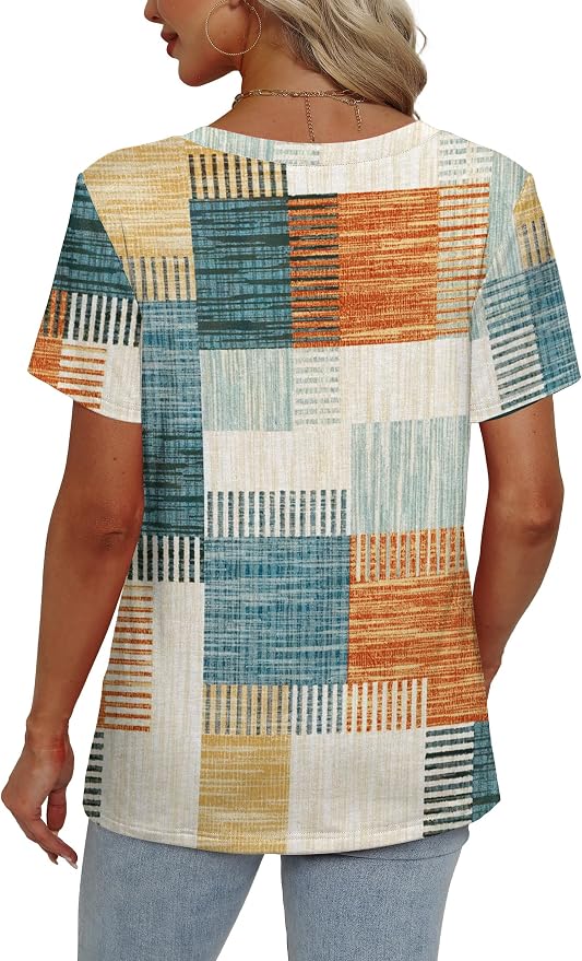 Alaroo Womens Summer Tops 2026 V Neck Short Sleeve Shirts Trendy Dressy Casual Vacation Outfits Printed - Image 5