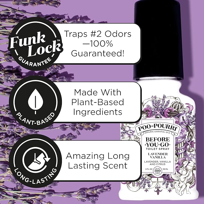 Poo-Pourri Before-You-Go 8oz Air & Toilet Freshener Lavender Vanilla Spray – Instantly Works to Trap Bathroom Odor – Plant Based Ingredients & Essential Oils – with Lavender, Vanilla & Citrus - Image 3