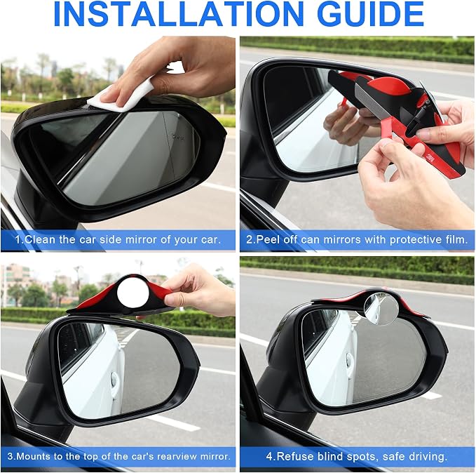 LivTee Car Blind Spot Mirror with Side Mirror Rain Guard 2 Pack, Carbon Fiber 2-in-1 Rear View Rain Mirror Covers, 360 Drgree Adjustable Convex Mirror, Automotive Exterior Accessories - Image 3