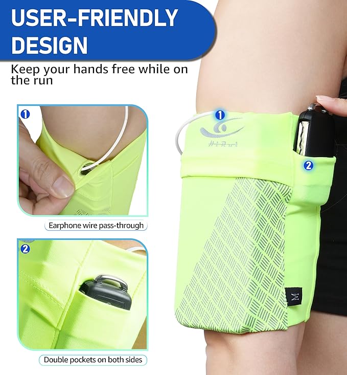 HiRui Universal Sports Armband Cell Phone Armband Sleeves Running Armband for Exercise Workout, Compatible with iPhone 17/17Plus/Pro/16/15/15Plus/14 Samsung Galaxy All Phones (Medium, Bright Yellow) - Image 4
