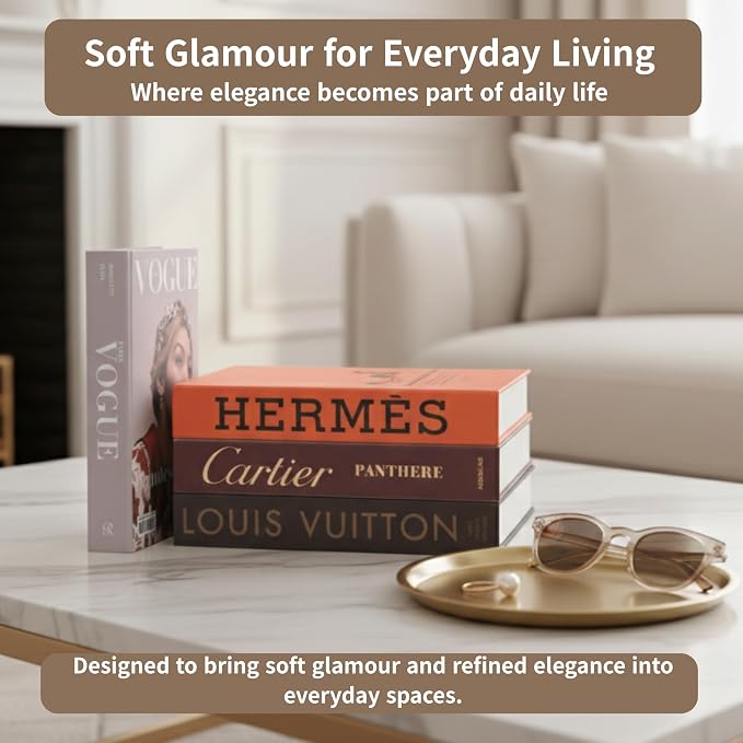 PROBENEX 4 Pcs Decorative Books | Faux Glam Coffee Table & Shelf Decor | Glamorous Designer Look for Living Room, Office and Entryway - Not Real, Tool-Free 2-Min Setup - Image 8