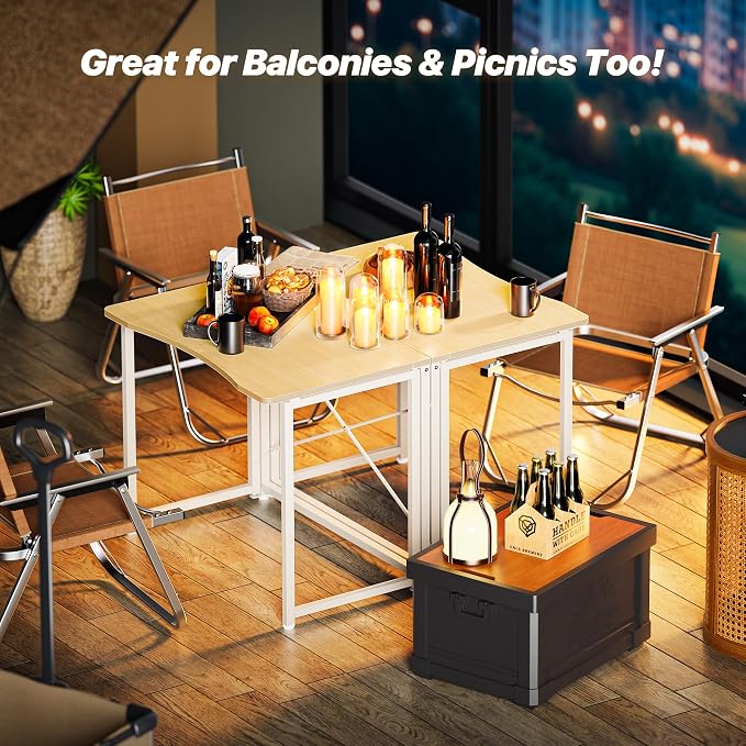 Huuger Folding Desk for Small Spaces, 31.5 Inch Foldable Computer Table, Easy Assembly, for Home Office, Study, Bedroom, Dorm, Space Saving, Small Writing Work Office Computer Desk, Oak - Image 6