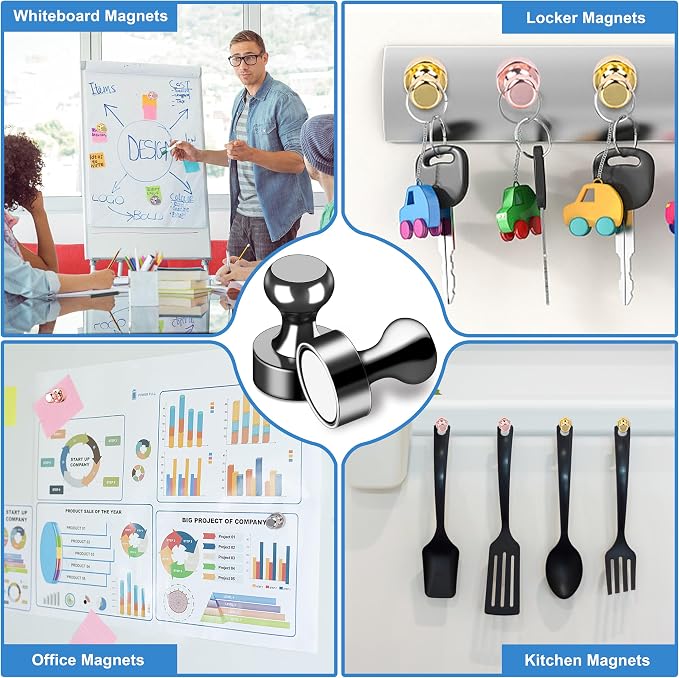 LOVIMAG Fridge Magnets 16Pcs for Refrigerator Whiteboard, Colorful | Small Strong Neodymium Metal Cute Push Pin for Classroom, Kitchen, Accessories Decorative, Office, Calendar - Image 7