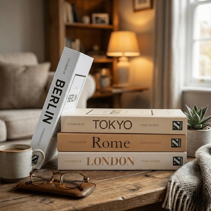 PROBENEX 4 Pcs Decorative Books | Faux Mocha Coffee Table & Shelf Decor | Warm Modern Look for Living Room, Office and Entryway - Not Real, Tool-Free 2-Min Setup - Image 5