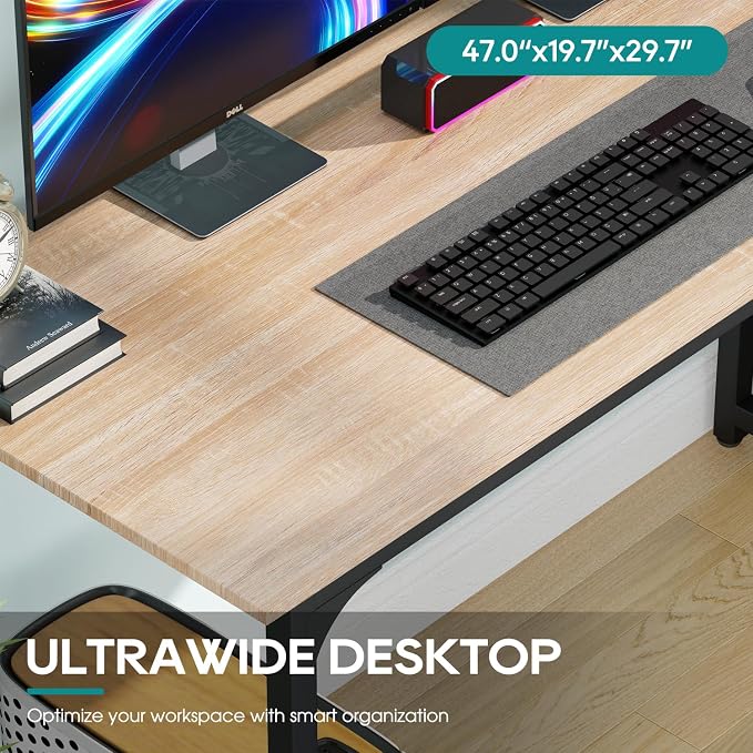 BestOffice Computer Desk,Home Office Desk, Modern Simple Style for Home Office Study Writing (Nature, 47 Inch) - Image 5