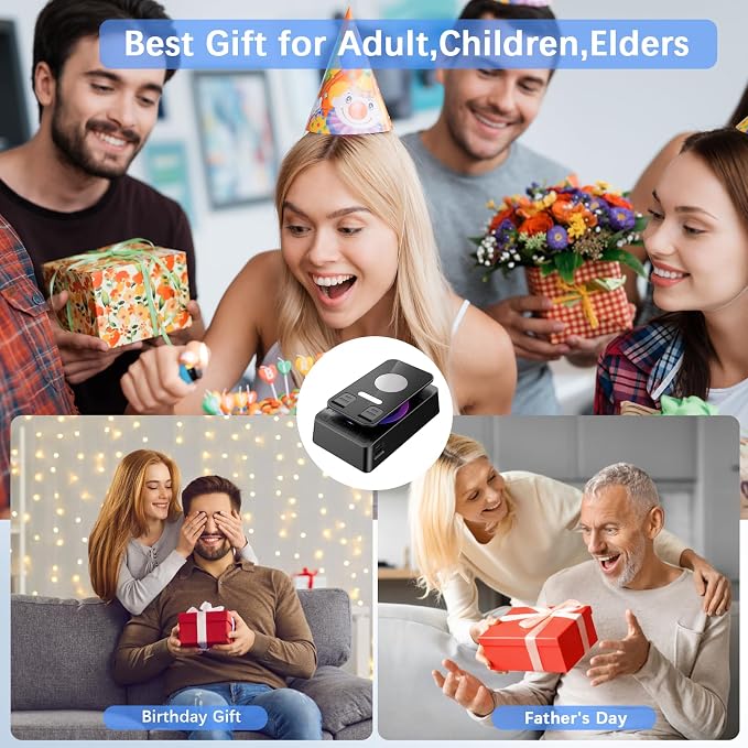 Gifts for Men Women, Cell Phone Stand with Wireless Bluetooth Speaker, 4 in 1 Bluetooth Speaker, for Men Women Teens, LED Lights 360° Phone Holder Compatible with Phones iPad - Image 4