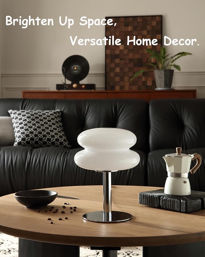 Glivpny Mushroom Lamp Table Lamp for Night Stands,Mid Century Modern Desk Lamps for Bedroom, Vintage Dimmable Bedside Small Cute Lamps, Cool Aesthetic House Warming Gifts New Home Decor(White) - Image 5