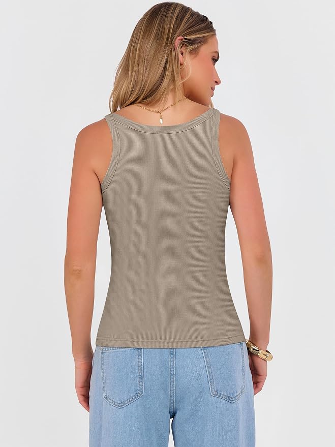 ANRABESS V Neck Tank Tops for Women Ribbed Knit Camisole 2026 Summer Casual Sleeveless Slim Fitted Basic Cami Shirts Clothes - Image 5