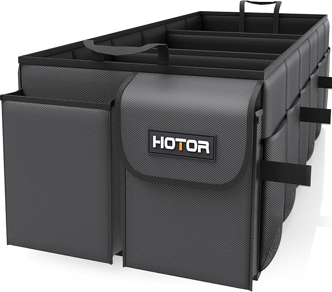HOTOR Trunk Organizer for Car - Car Organizer, Foldable Trunk organizer for SUVs & Sedans, Sturdy Organization for Car Accessories, Tools, Sundries, Black, 3 Compartments, 35.4"×14.2"×10.6" by HOTOR