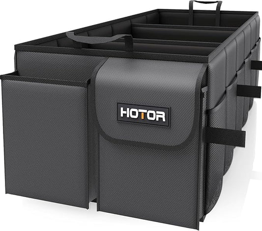 HOTOR Trunk Organizer for Car - Car Organizer, Foldable Trunk organizer for SUVs & Sedans, Sturdy Organization for Car Accessories, Tools, Sundries, Black, 3 Compartments, 35.4"×14.2"×10.6" by HOTOR