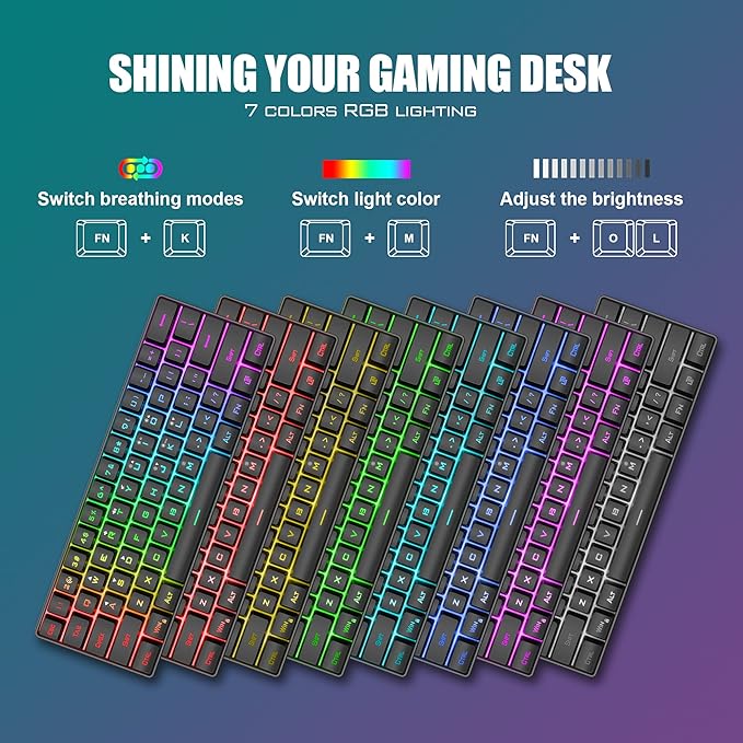 RedThunder 60% Gaming Keyboard and Mouse Combo, Ultra-Compact 61 Keys RGB Backlit Mini Keyboard, Lightweight 7200 DPI Honeycomb Optical, Wired Gaming Set for PC MAC PS5 Xbox Gamer(Black) - Image 3