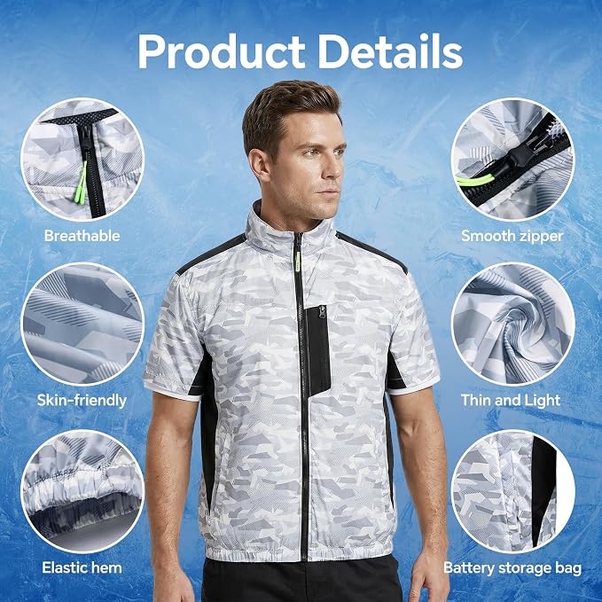 Cooling Vest with 30,000mAh Battery Pack,2 High-Speed Cooling Fans Jacket Air Conditioned Workwear for Summer - Image 6