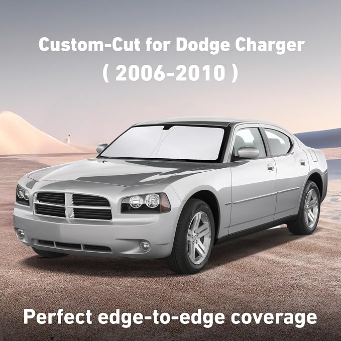 EcoNour Windshield Sunshade Compatible for Dodge Charger 2006-2008 2009 2010, Sun Visor for Front Windshield & Window Sun Shade Cover, UV Heat Blocker & Protector, Car Accessories - Image 2
