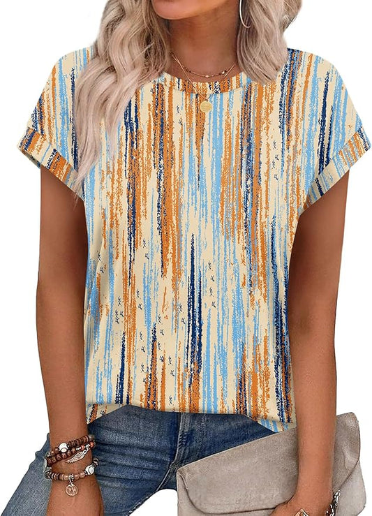 Alaroo Womens Summer Tops Short Sleeve Shirts Crew Neck Tshirt Cute Trendy Tunic Blouses (S-3XL) by Alaroo