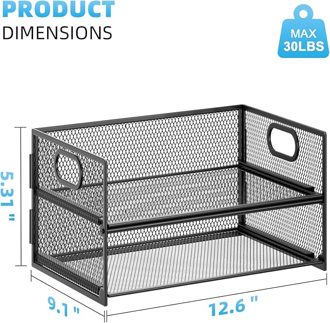 Marbrasse 2 Tier Paper Organizer Letter Tray, Mesh File Organizer with Handle, Paper Sorter Desk Organizer for Home Office Supplies - 2P - Image 5