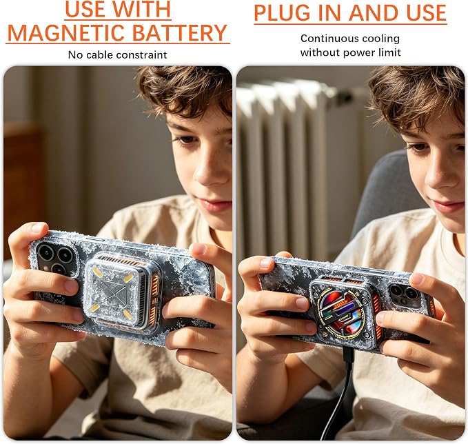 Wireless Magnetic Phone Cooler for Gaming & Streaming | Cordless Operation | Semiconductor Cooling | Digital Display | Quiet Fan | Travel & Outdoor Ready - Image 6