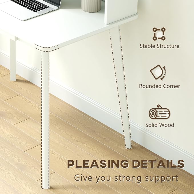 IOTXY Small Writing Desk with Hutch - 39.4" Work Computer Study Table | White , Storage Drawer, Space-saving for Home and Office, with Bookshelves - Image 5