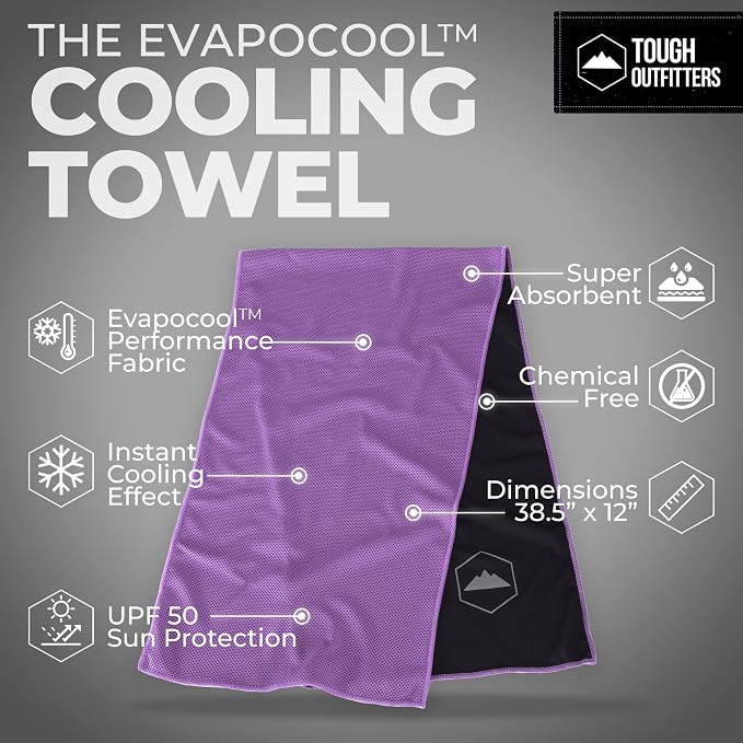 Tough Outdoors Cooling Towels for Neck Face - Neck Cooling Towel for Hot Weather Yoga Sports Golf Sweat - Instant Cold Towel - Image 4
