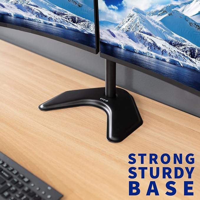 VIVO Dual LED LCD Monitor Mount, Free-Standing Desk Stand for 2 Screens up to 32 Inch, Heavy-Duty Fully Adjustable Arms with Max VESA 100x100mm, Black, STAND-V032F - Image 8