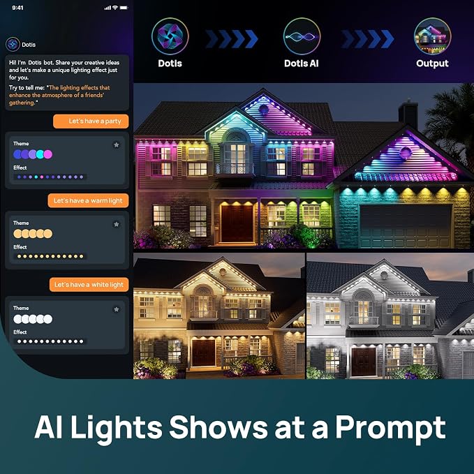 Linkind Permanent Outdoor Lights HP5, 100ft Smart AI RGBTW LED Outdoor Lights for Eave, 85 Scenes Modes, IP67 Waterproof, Works with Alexa,Google Assistant - Image 2