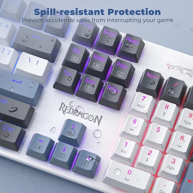Redragon Mechanical Gaming Keyboard Wired, 11 Programmable Backlit Modes, Hot-Swappable Red Switch, Anti-Ghosting, Double-Shot PBT Keycaps, Light Up Keyboard for PC Mac, Blue - Image 7