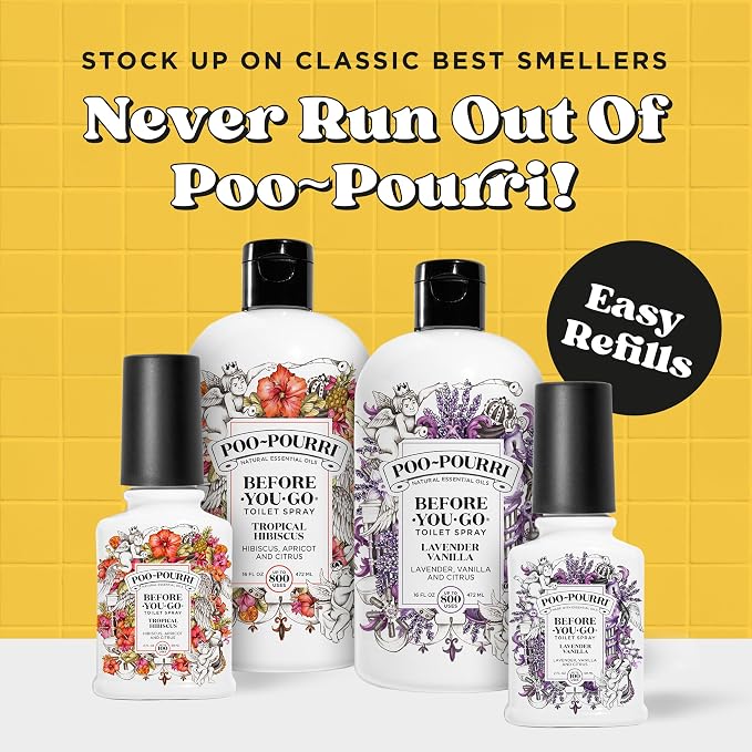 Poo-Pourri Before-You-Go Toilet Spray Refill, Original Citrus, 16 Fl Oz, Up to 800 Uses, Bathroom Odor Deodorizer with Essential Oils for Home or Work, Lemon, Bergamot and Lemongrass Scent - Image 6
