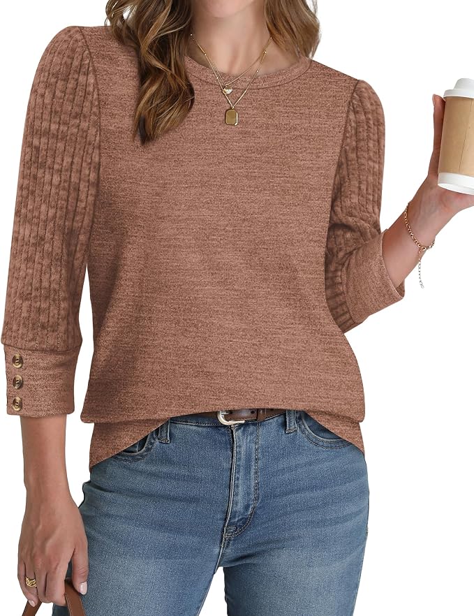 WIHOLL 3/4 Length Sleeve Womens Tops Sweaters Shirts Lightweight Spring Outfits 2026 Winter Clothing S-2XL - Image 2