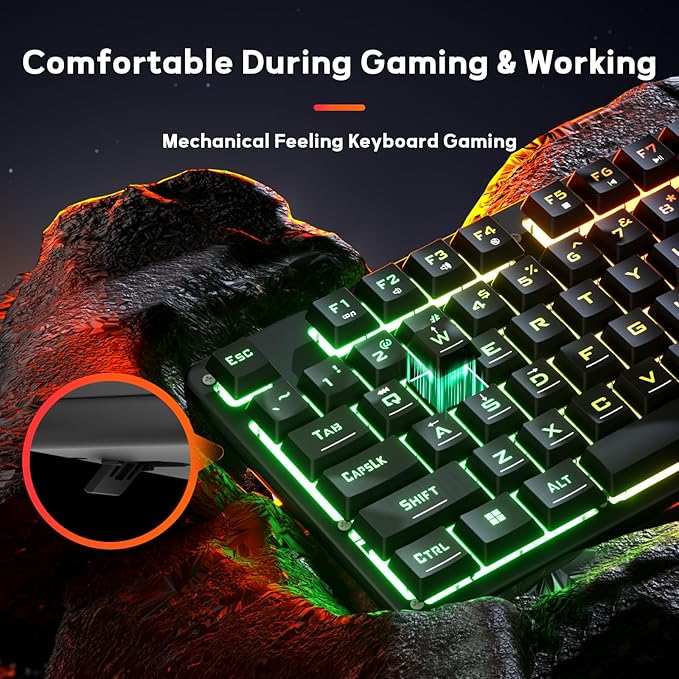 Redragon K521 Upgrade Rainbow LED Gaming Keyboard, 104 Keys Wired Mechanical Feeling Keyboard with Multimedia Keys, One-Touch Backlit, Anti-Ghosting, Compatible with PC, Mac, PS4/5, Xbox - Image 3
