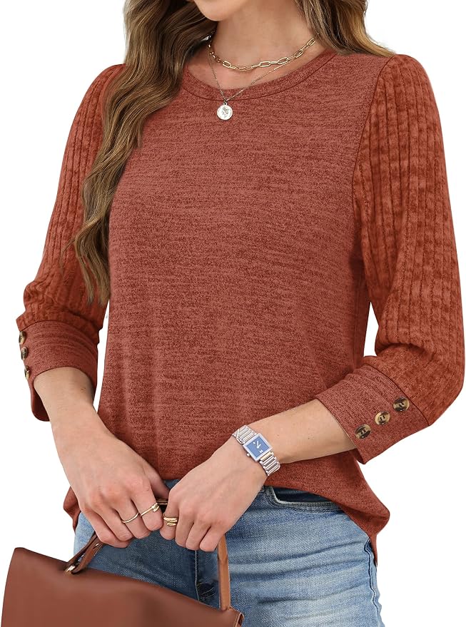 WIHOLL 3/4 Length Sleeve Womens Tops Sweaters Shirts Lightweight Spring Outfits 2026 Winter Clothing S-2XL - Image 3