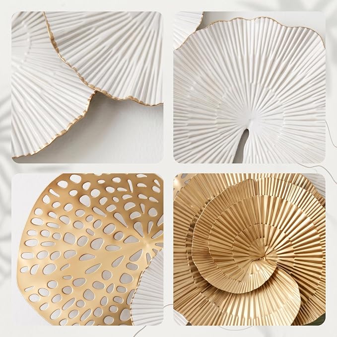 Axioglo 67" Large Wall Decor 3D Lotus Leaf Metal Wall Art for Living Room | 67" x31" metal wall decor with layered metal texture, mounting hardware, two-way display - Image 8