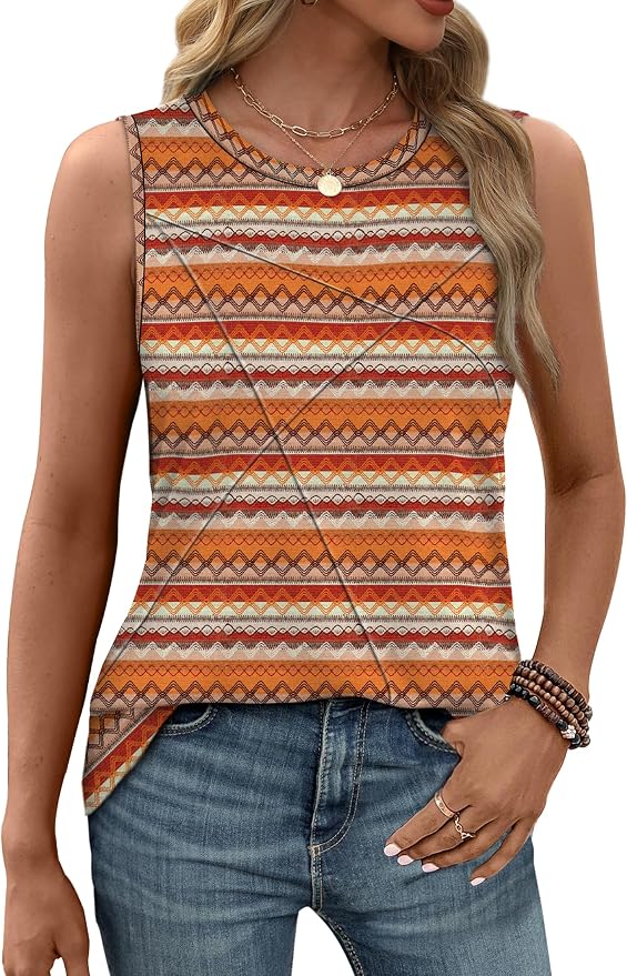 WIHOLL Women's Sleeveless Summer Crewneck Loose Fit Tank Tops - Image 3