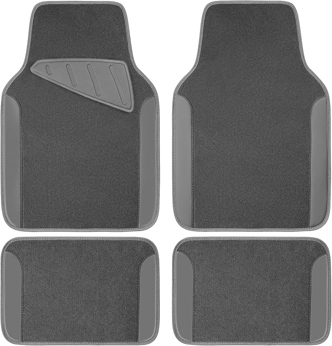 CAR PASS Waterproof Universal Fit Car Floor Mats, Car Mats Fit for SUV,Vans,sedans, Trucks,Set of 4pcs Car Carpet with Driver Heel Pad (All Gray) by CARPASS