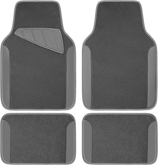 CAR PASS Waterproof Universal Fit Car Floor Mats, Car Mats Fit for SUV,Vans,sedans, Trucks,Set of 4pcs Car Carpet with Driver Heel Pad (All Gray) by CARPASS