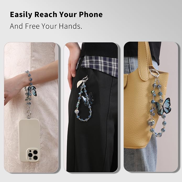 Phone Charm with Beaded Crystals, Anti-Theft Phone Strap, Hands-Free & Detachable Cellphone Lanyard, Cellphone Chain Wristlet with Tether Tab - Image 7
