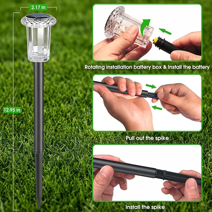Eyrosa Solar Pathway Lights Outdoor Waterproof, 15 Pack Cool White Solar Garden Lights, Diamond-Cut Starlight Decor, Stake Lighting for Yard Path Walkway Driveway Patio Lawn Outside - Image 2