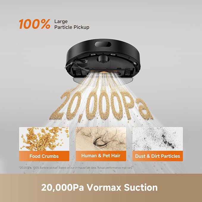 dreame D20 Air Plus Robot Vacuum and Mop, 20,000Pa Powerful Suction | 120-Day Self-Emptying with 4L Dust Bag, Anti-Tangling Tech, Edge-to-Corner Cleaning, Deep Carpet Cleaning, 360° Navigation - Image 3