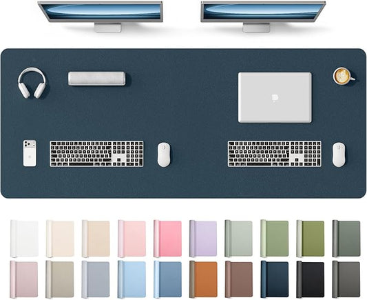 YSAGi Leather Desk Protector, Office Mat, Large Mouse Mat, Non-Slip PU Leather Blotter, Laptop Desk Mat, Waterproof Writing Pad for Office and Home(Dark Blue, 63" x 24") by YSAGi