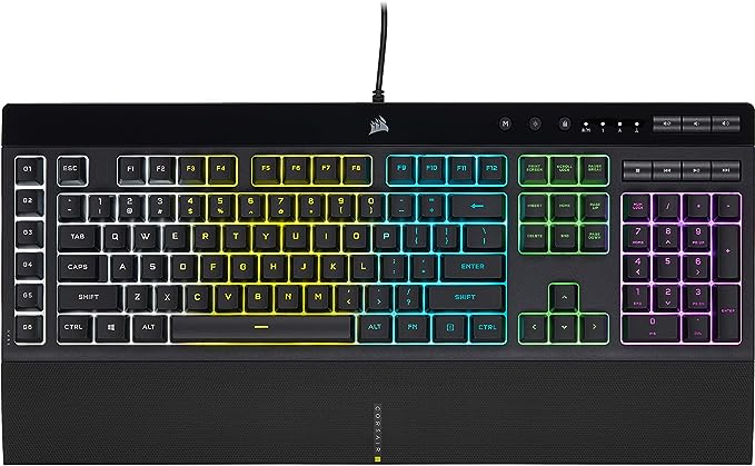 Corsair K55 RGB PRO Membrane Wired Gaming Keyboard – IP42 Dust and Spill-Resistant – 6 Macro Keys with Elgato Integration – iCUE Compatible – QWERTY NA – PC, Mac, Xbox – Black by Unknown