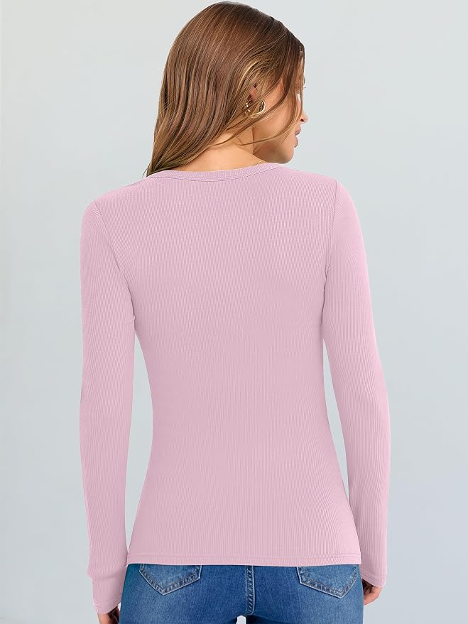 ANRABESS Long Sleeve V Neck Shirts for Women | Soft Comfy Ribbed Knit Fitted Tshirts, Casual Going Out Tops, 2026 Trendy Basic, Fall Winter Underscrub Layering Clothes - Image 5