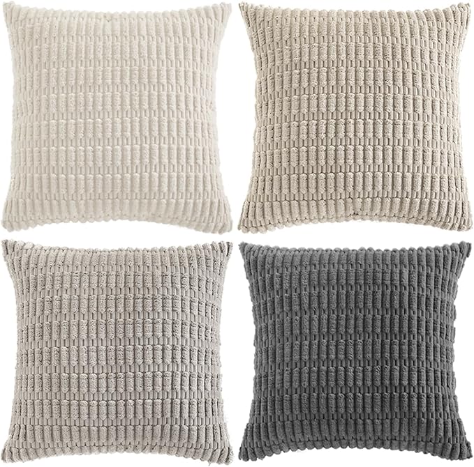 Fancy Homi 4 Packs Decorative Throw Pillow Covers for Living Room Couch Bed, Modern Farmhouse Boho Home Décor Accent Cushion Case, 20" x 20", Grey Series - Image 9