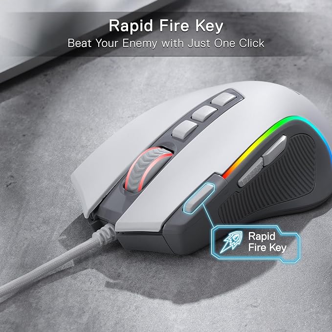 Redragon M612 Wired RGB Optical Gaming Mouse 8000 DPI Remapping Keys | Stable Lag-Free Connection, Redefine Keybinding Macro, Rapid-Fire Side Clicker, Vibing Backlight - Image 5