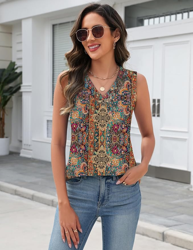 Zeagoo Tank Top for Women V Neck Loose Fit Sleeveless Summer Tops Business Casual Outfits Dressy Blouses Shirts - Image 4