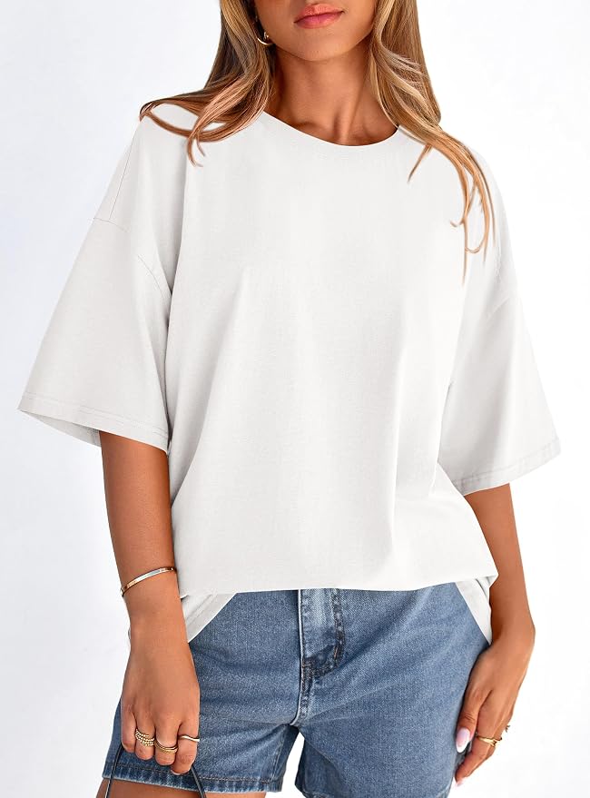 PRETTYGARDEN Womens 2026 Spring Going Out Tops Casual Short Sleeve Crewneck Loose Fit Basic Oversized T Shirts Summer Outfits - Image 8