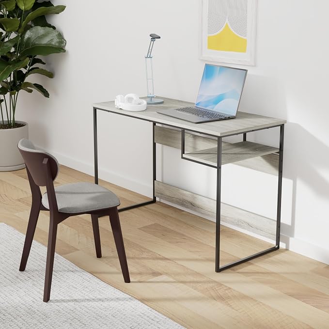 FURINNO Moretti Lifestyle Study Desk, 45 Inches, French Oak Grey - Image 2
