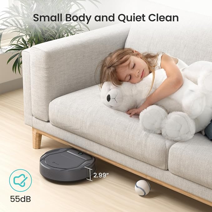 Lefant M210P Robot Vacuum Cleaner, 4000pa Suction, 200 Mins Runtime, Super Thin, Quiet, Self-Charging, Ideal for Pet Owners, Multi Surface Cleaning, APP/WiFi/Alexa Control, Gray - Image 3