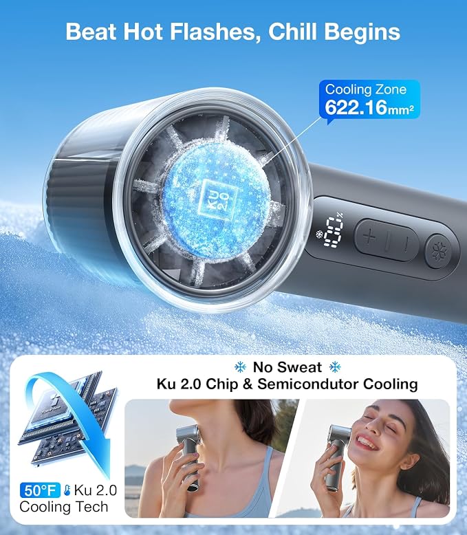 TORRAS COOLiFY iva Handheld Fan with Ice Cooler, [Chill by 50°F], 0-100 Adjustable Speed, Super Mini Powerful Portable Fan 4900mAh Rechargeable, Hand Fans for Travel Essentials,Charcoal - Image 3