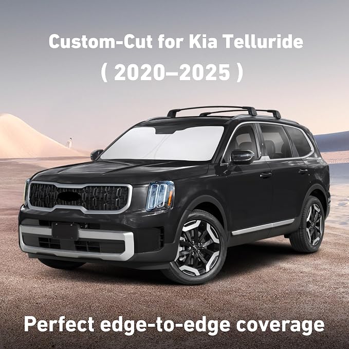 EcoNour Windshield Sunshade Compatible for Kia Telluride 2020-2023 2024 2025, Sun Visor for Front Windshield & Window Sun Shade Cover, UV Heat Blocker & Protector, Car Accessories - Image 2