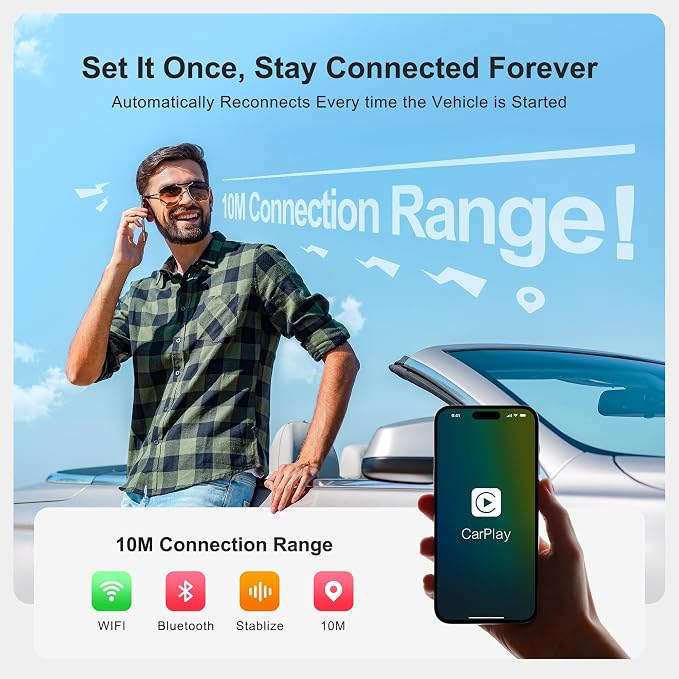 AI Box CarPlay, 3-in-1 Wireless CarPlay Adapter & Android Auto for OEM Wired Cars, Built-in Netflix/YouTube for Streaming, 5.8GHz WiFi, Convert Wired to Wireless, Plug & Play （4GB RAM+32GB ROM） - Image 9